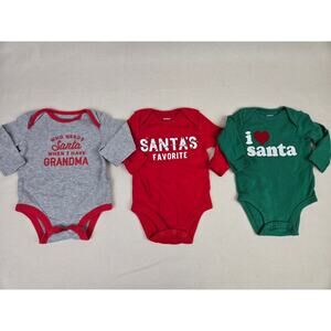 3 Carter's Santa Christmas Bodysuits 3 months 3m baby girl baby boy